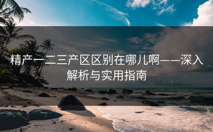 精产一二三产区区别在哪儿啊——深入解析与实用指南